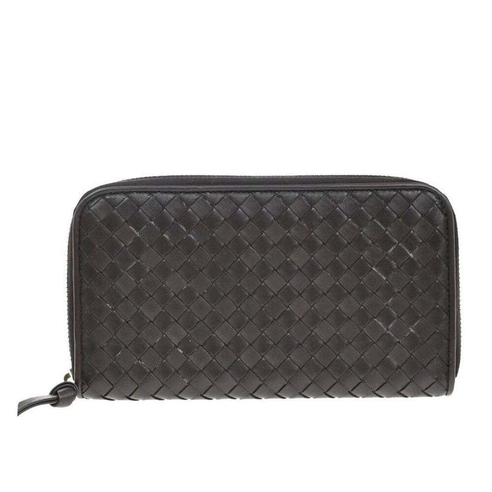 Bottega Veneta Intrecciato Long Zip Leather Brown Leather Briefcase Bag